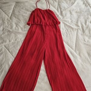 Zara Vibrant Red Pleated Jumpsuit, Size S